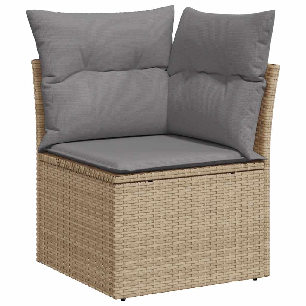 4-tlg. Garten-Sofagarnitur mit Kissen Beige Poly Rattan Akazie