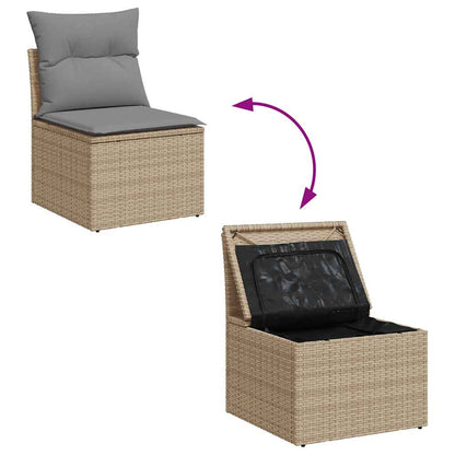 4-tlg. Garten-Sofagarnitur mit Kissen Beige Poly Rattan Akazie