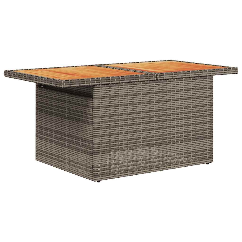 4-tlg. Garten-Sofagarnitur mit Kissen Grau Poly Rattan Akazie