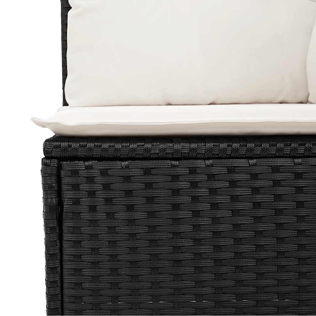 5tlg. Garten-Sofagarnitur mit Kissen Schwarz Poly Rattan Akazie