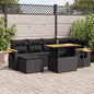 7-tlg. Garten-Sofagarnitur mit Kissen Schwarz Poly Rattan