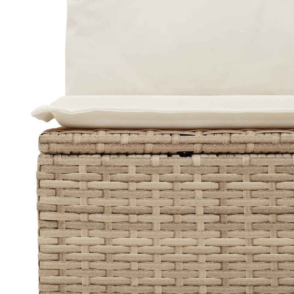 7-tlg. Garten-Sofagarnitur mit Kissen Beige Poly Rattan Akazie