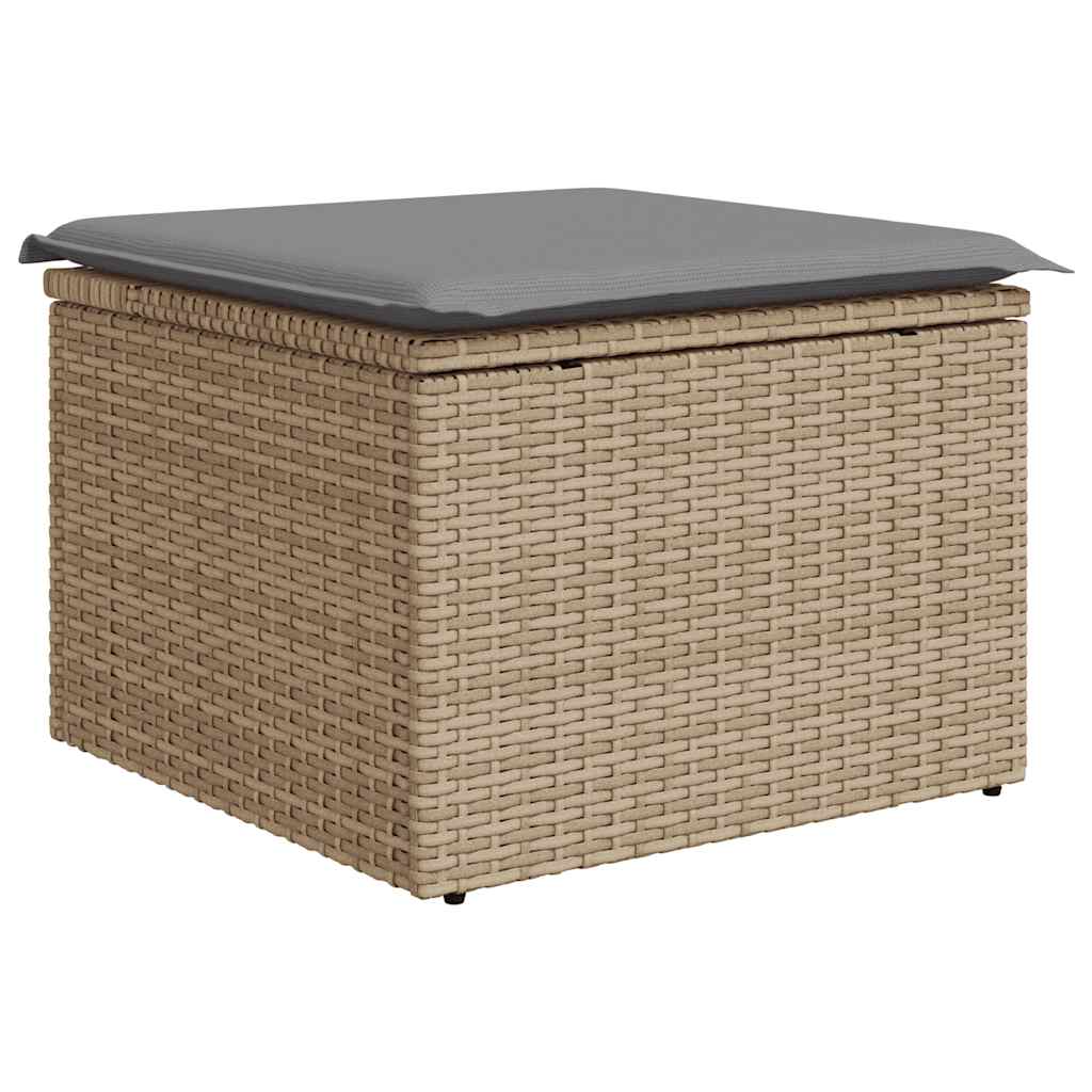 7-tlg. Garten-Sofagarnitur mit Kissen Beige Poly Rattan Akazie