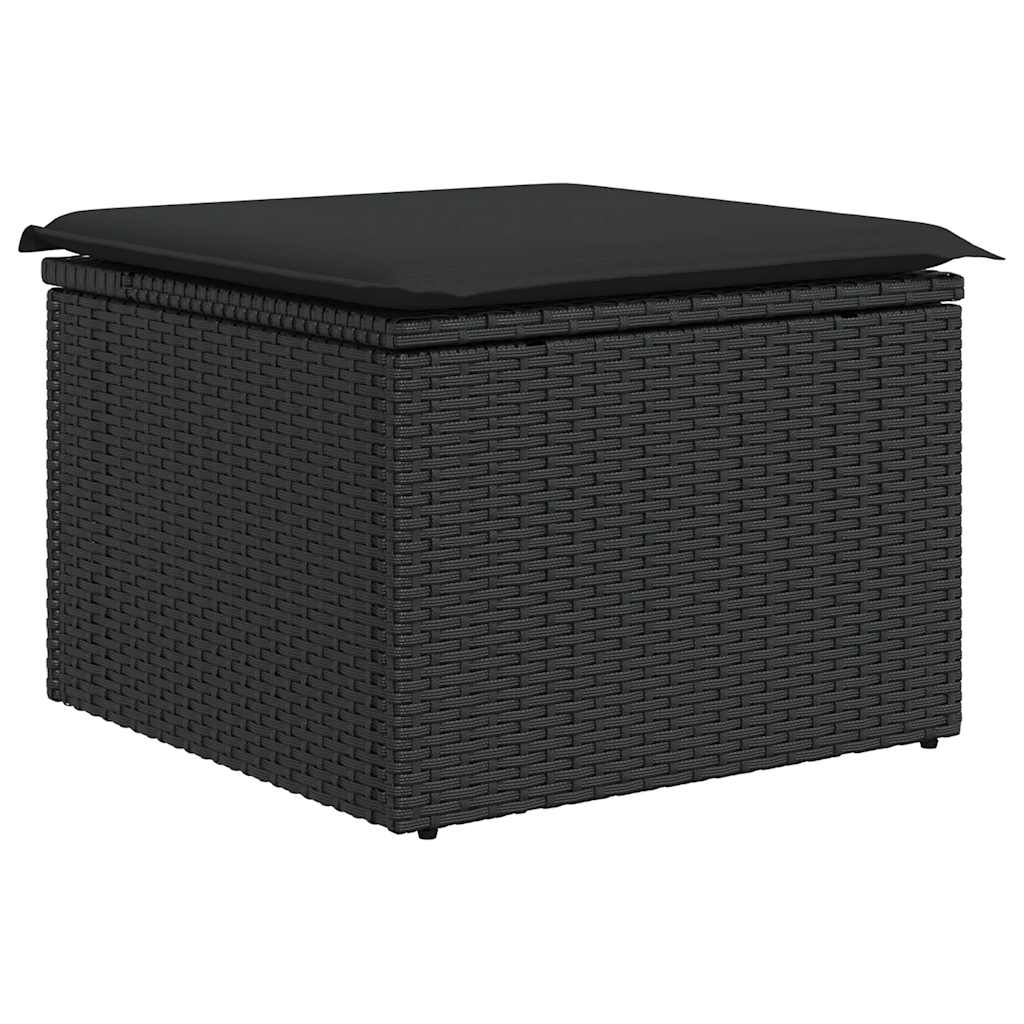 8-tlg. Garten-Sofagarnitur mit Kissen Schwarz Poly Rattan