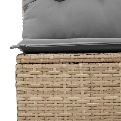 10-tlg. Garten-Sofagarnitur mit Kissen Beige Poly Rattan Akazie