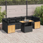 8-tlg. Garten-Sofagarnitur mit Kissen Schwarz Poly Rattan