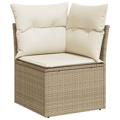 8-tlg. Garten-Sofagarnitur mit Kissen Beige Poly Rattan Akazie