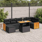 7-tlg. Garten-Sofagarnitur mit Kissen Schwarz Poly Rattan