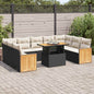 10-tlg. Garten-Sofagarnitur mit Kissen Schwarz Poly Rattan