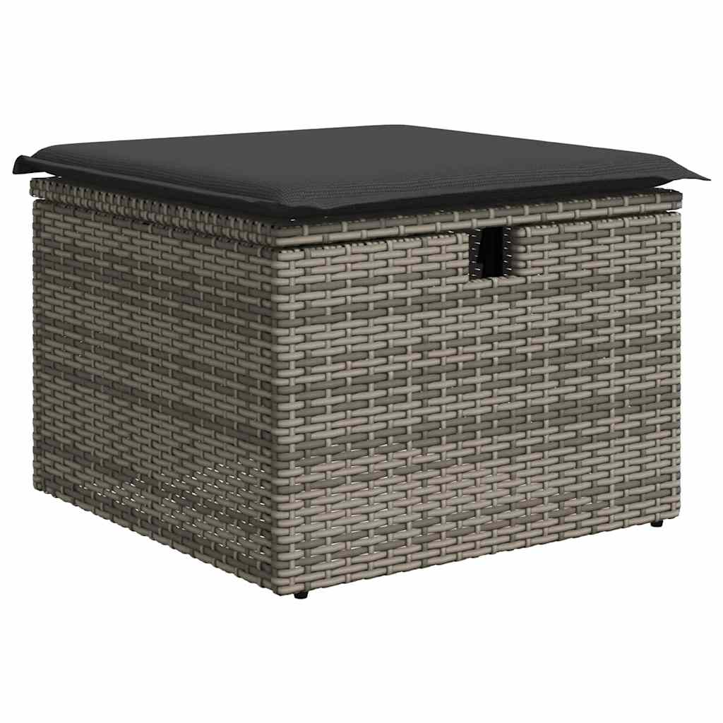 6-tlg. Garten-Sofagarnitur mit Kissen Grau Poly Rattan