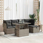 6-tlg. Garten-Sofagarnitur mit Kissen Grau Poly Rattan