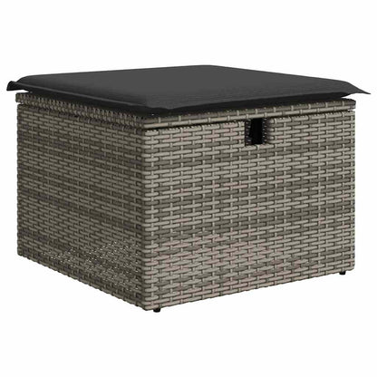 8-tlg. Garten-Sofagarnitur mit Kissen Grau Poly Rattan