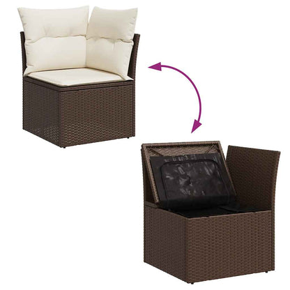 8-tlg. Garten-Sofagarnitur mit Kissen Braun Poly Rattan