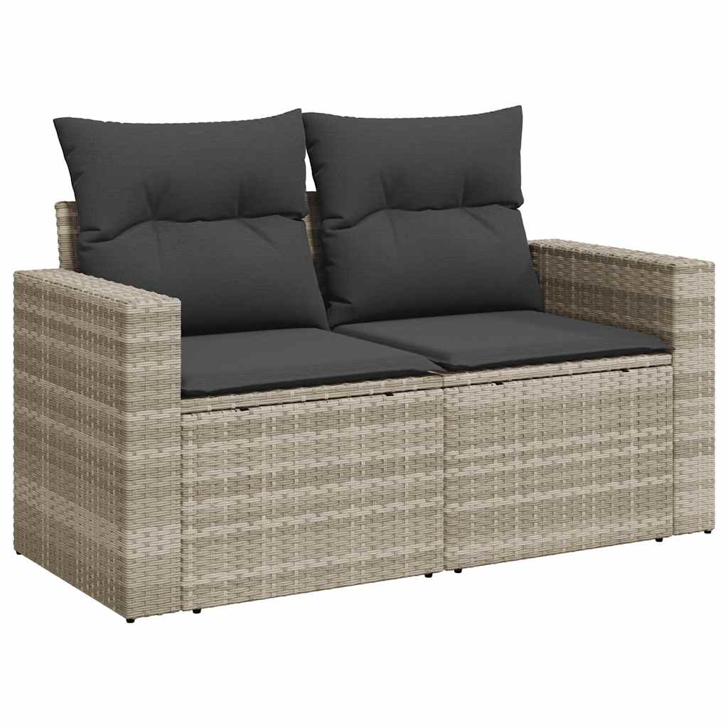 6-tlg. Garten-Sofagarnitur mit Kissen Hellgrau Poly Rattan