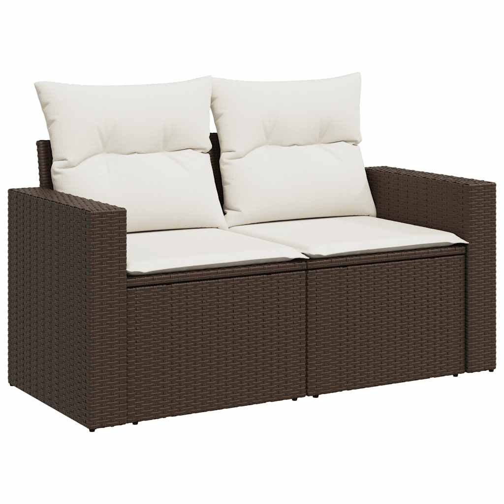 8-tlg. Garten-Sofagarnitur mit Kissen Braun Poly Rattan