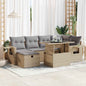 7-tlg. Garten-Sofagarnitur mit Kissen Beige Poly Rattan