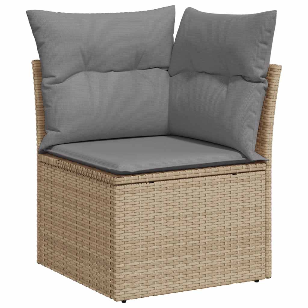 6-tlg. Garten-Sofagarnitur mit Kissen Beige Poly Rattan Akazie