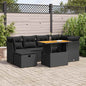 7-tlg. Garten-Sofagarnitur mit Kissen Schwarz Poly Rattan