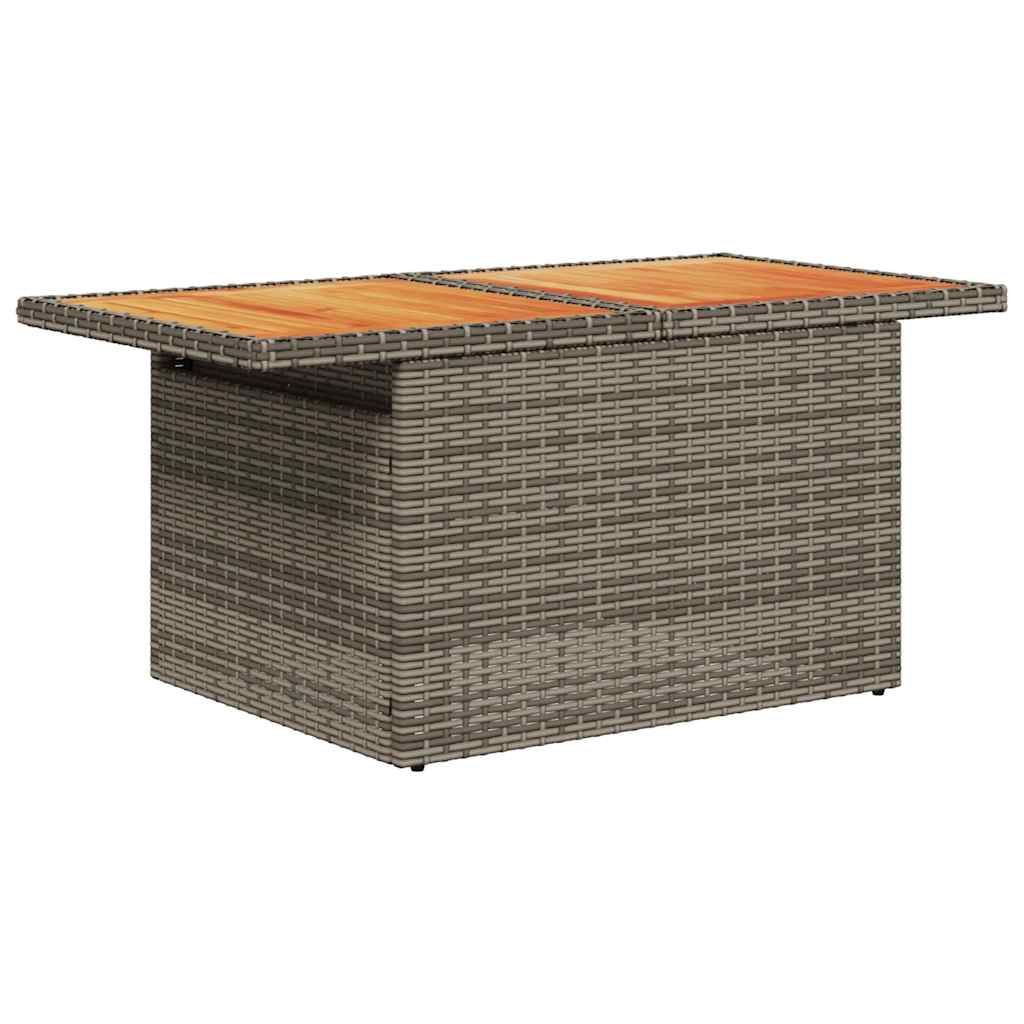 8-tlg. Garten-Sofagarnitur mit Kissen Grau Poly Rattan Akazie