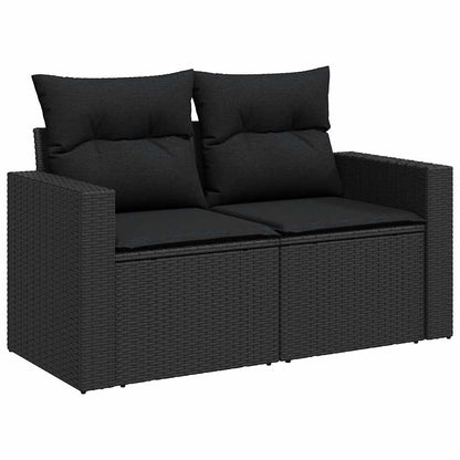 6-tlg. Garten-Sofagarnitur mit Kissen Schwarz Poly Rattan