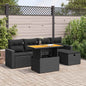 6-tlg. Garten-Sofagarnitur mit Kissen Schwarz Poly Rattan