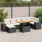 5tlg. Garten-Sofagarnitur mit Kissen Schwarz Poly Rattan Akazie