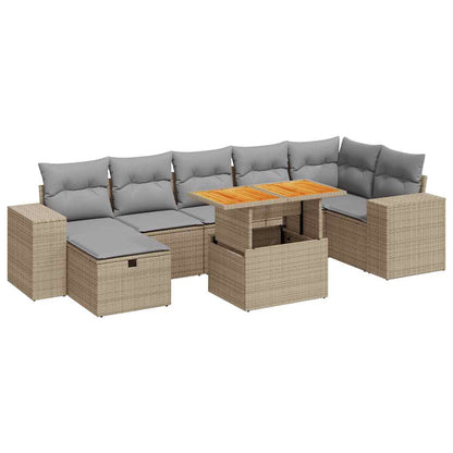 5-tlg. Garten-Sofagarnitur mit Kissen Beige Poly Rattan Akazie