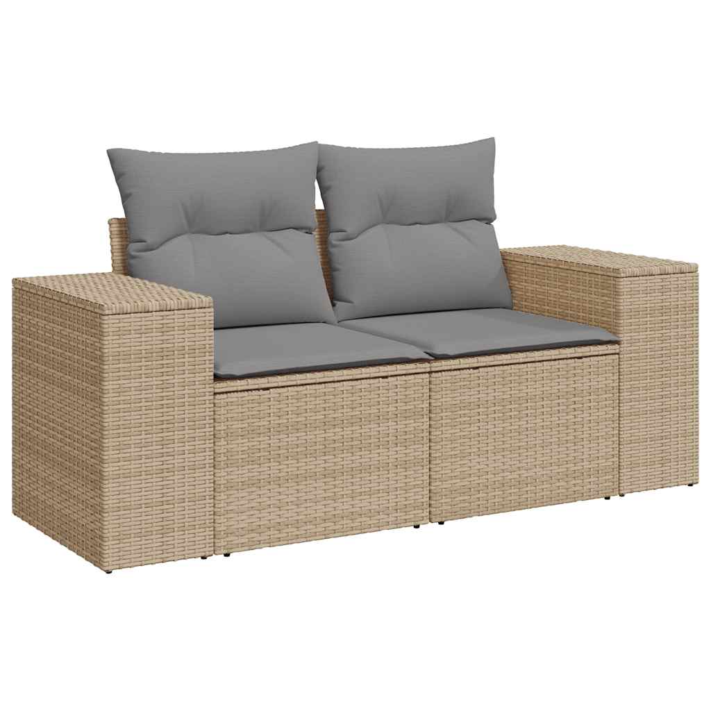 5-tlg. Garten-Sofagarnitur mit Kissen Beige Poly Rattan Akazie