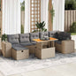 5-tlg. Garten-Sofagarnitur mit Kissen Beige Poly Rattan Akazie