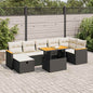 5-tlg. Garten-Sofagarnitur mit Kissen Schwarz Poly Rattan