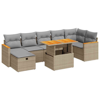 5-tlg. Garten-Sofagarnitur mit Kissen Beige Poly Rattan