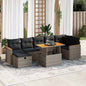 5-tlg. Garten-Sofagarnitur mit Kissen Grau Poly Rattan