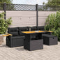 6-tlg. Garten-Sofagarnitur mit Kissen Schwarz Poly Rattan