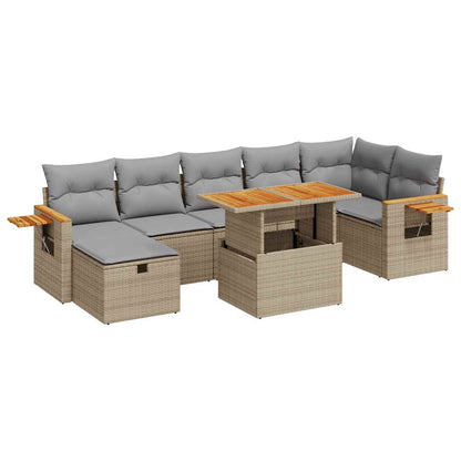 5-tlg. Garten-Sofagarnitur mit Kissen Beige Poly Rattan