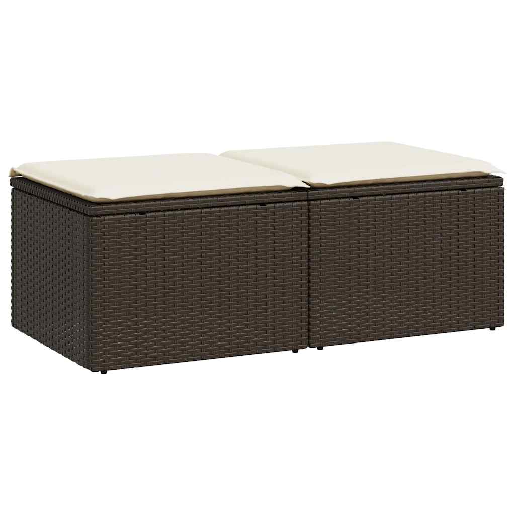 2-tlg. Garten-Sofagarnitur mit Kissen Braun Poly Rattan Akazie