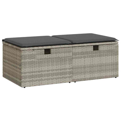 2-tlg. Garten-Sofagarnitur mit Kissen Hellgrau Poly Rattan