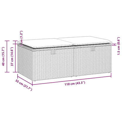 2-tlg. Garten-Sofagarnitur mit Kissen Hellgrau Poly Rattan