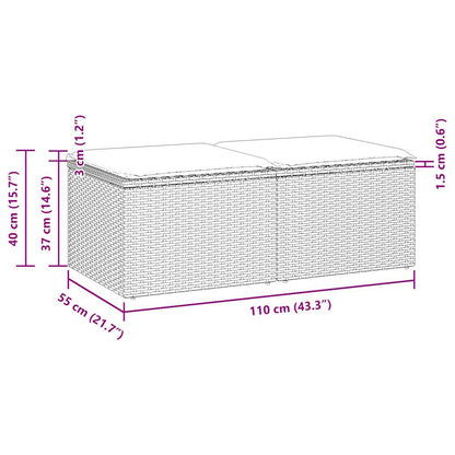 2-tlg. Garten-Sofagarnitur mit Kissen Hellgrau Poly Rattan