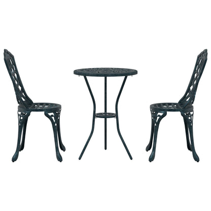 3-teiliges Garten Bistro Set Grün Gusseisen